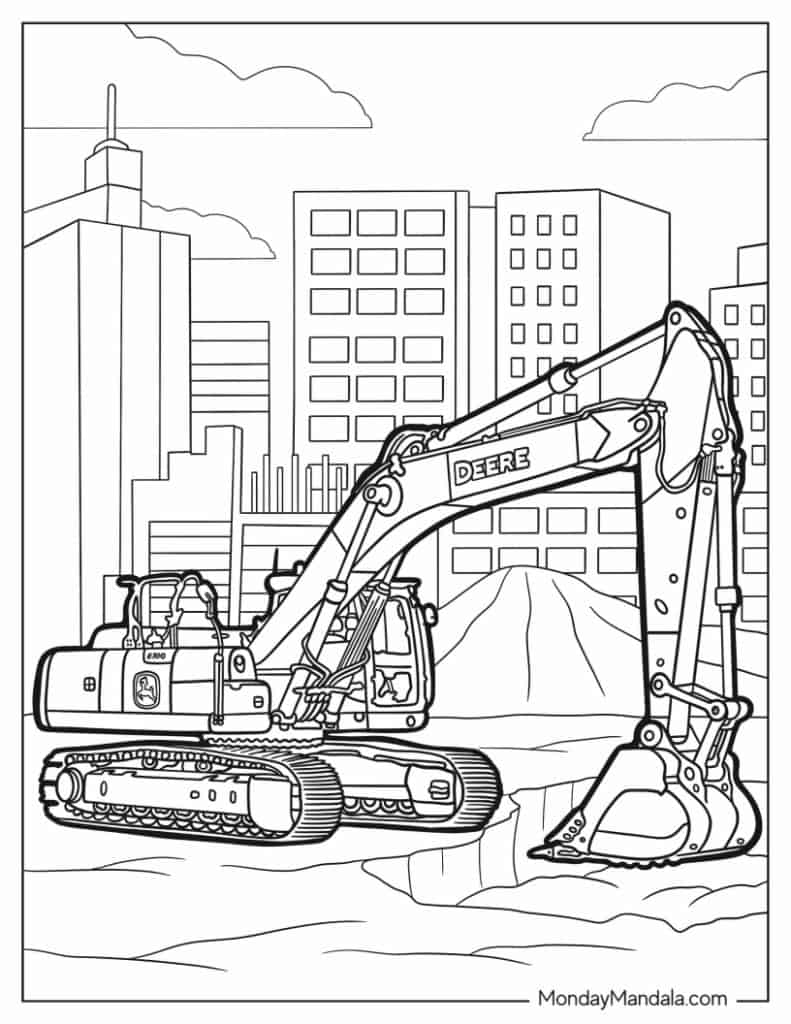 Excavator coloring pages free pdf printables