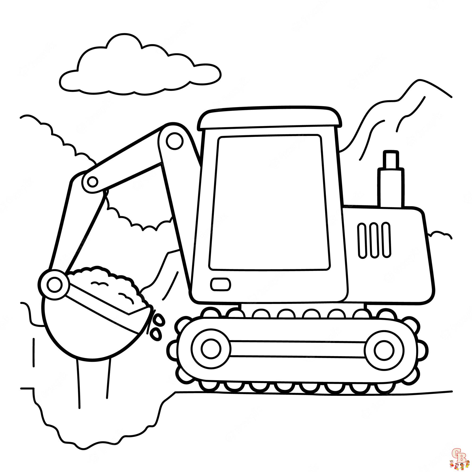 Enjoy coloring excavators with exciting excavator coloring pages