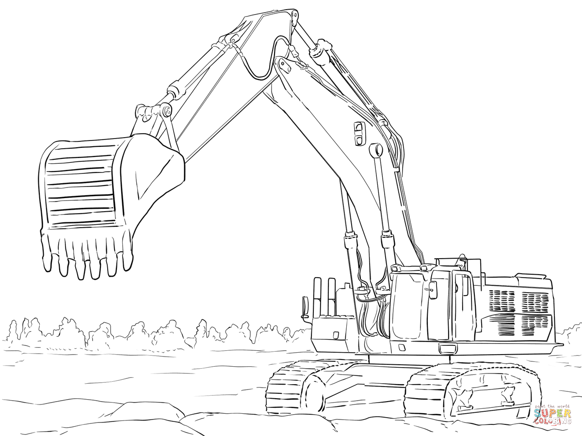 Caterpillar excavator coloring page free printable coloring pages