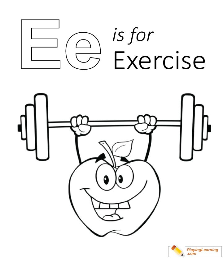 E is for exercise coloring free e is for exercise