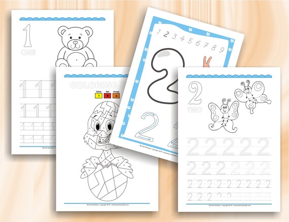 My first numbers coloring pages and exercise sheets for kindergarten and preschool download digital printable workbook worksheets