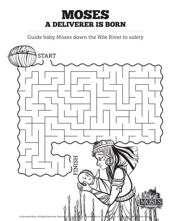 Exodus baby moses sunday school coloring pages â