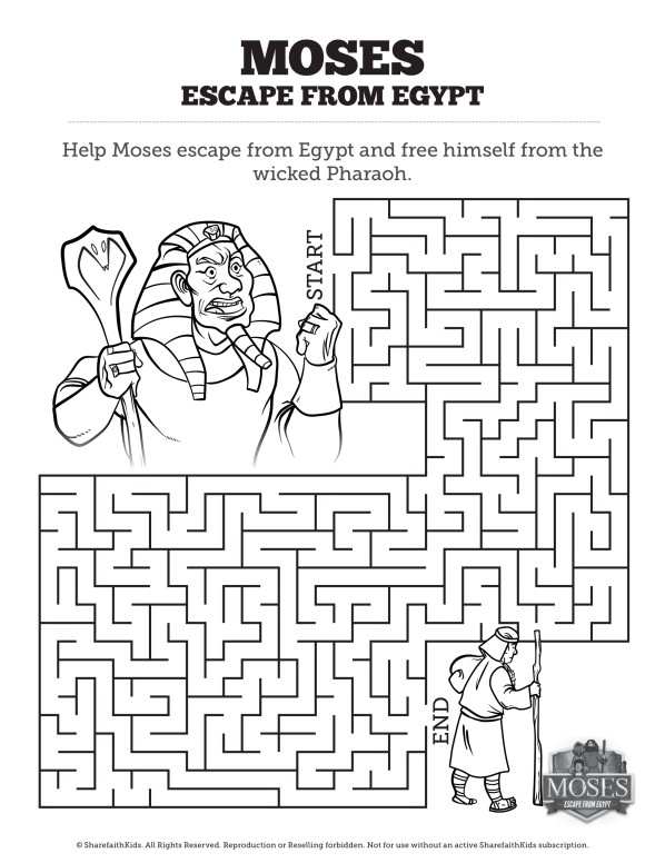 Exodus moses escapes from egypt sunday school coloring pages â