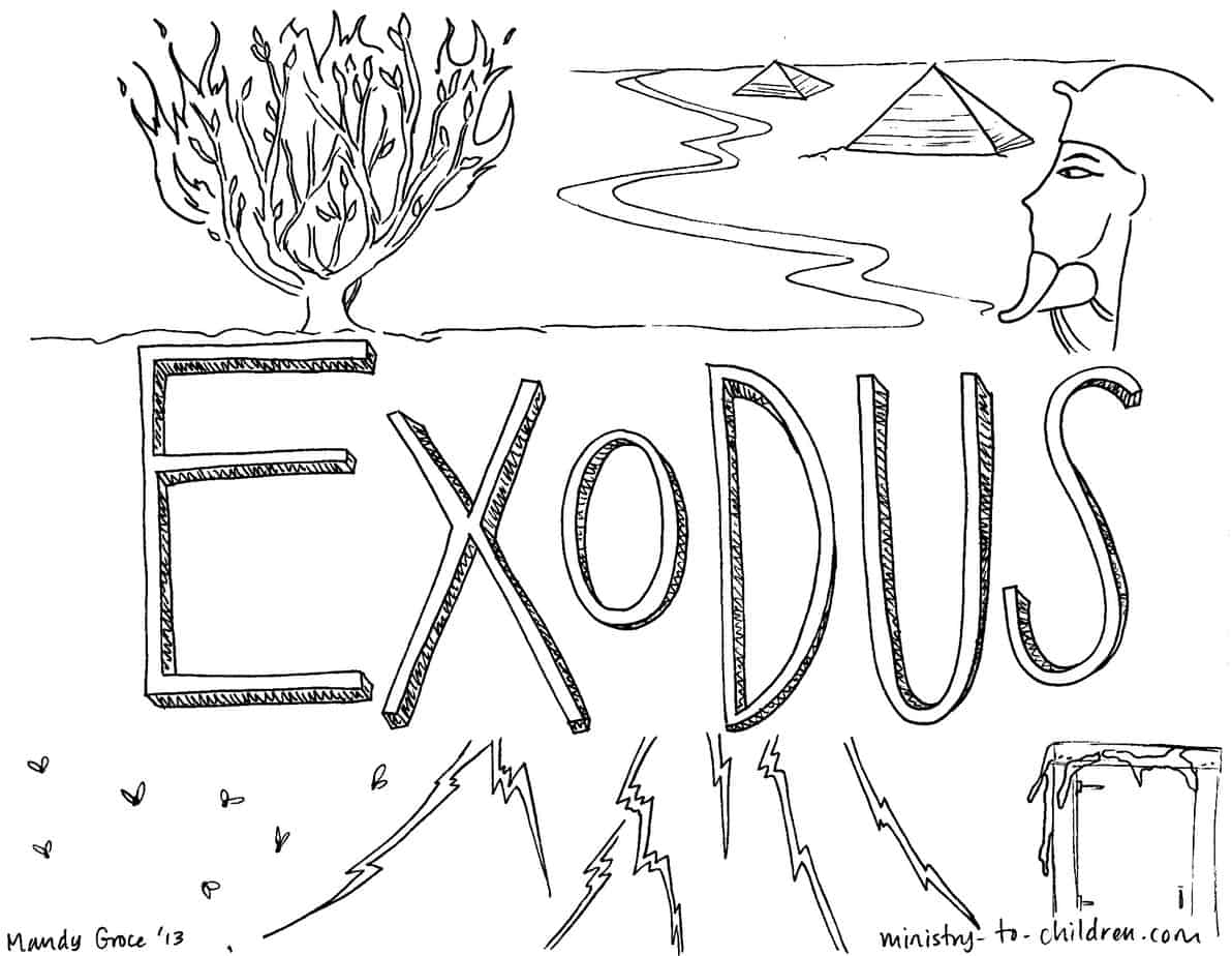 Book of exodus bible coloring page for children