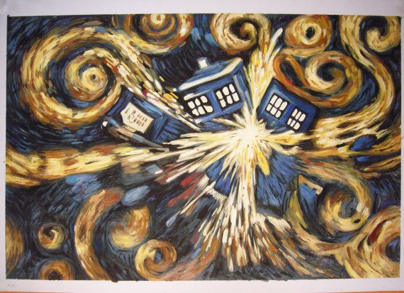 Handpainted doctor who exploding tardis blue box