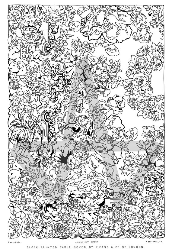 Floral extremely intense adult digital coloring page