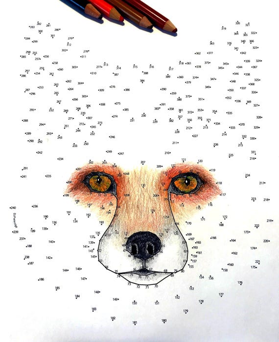 Fox extreme dot to dot pdf activity and coloring page