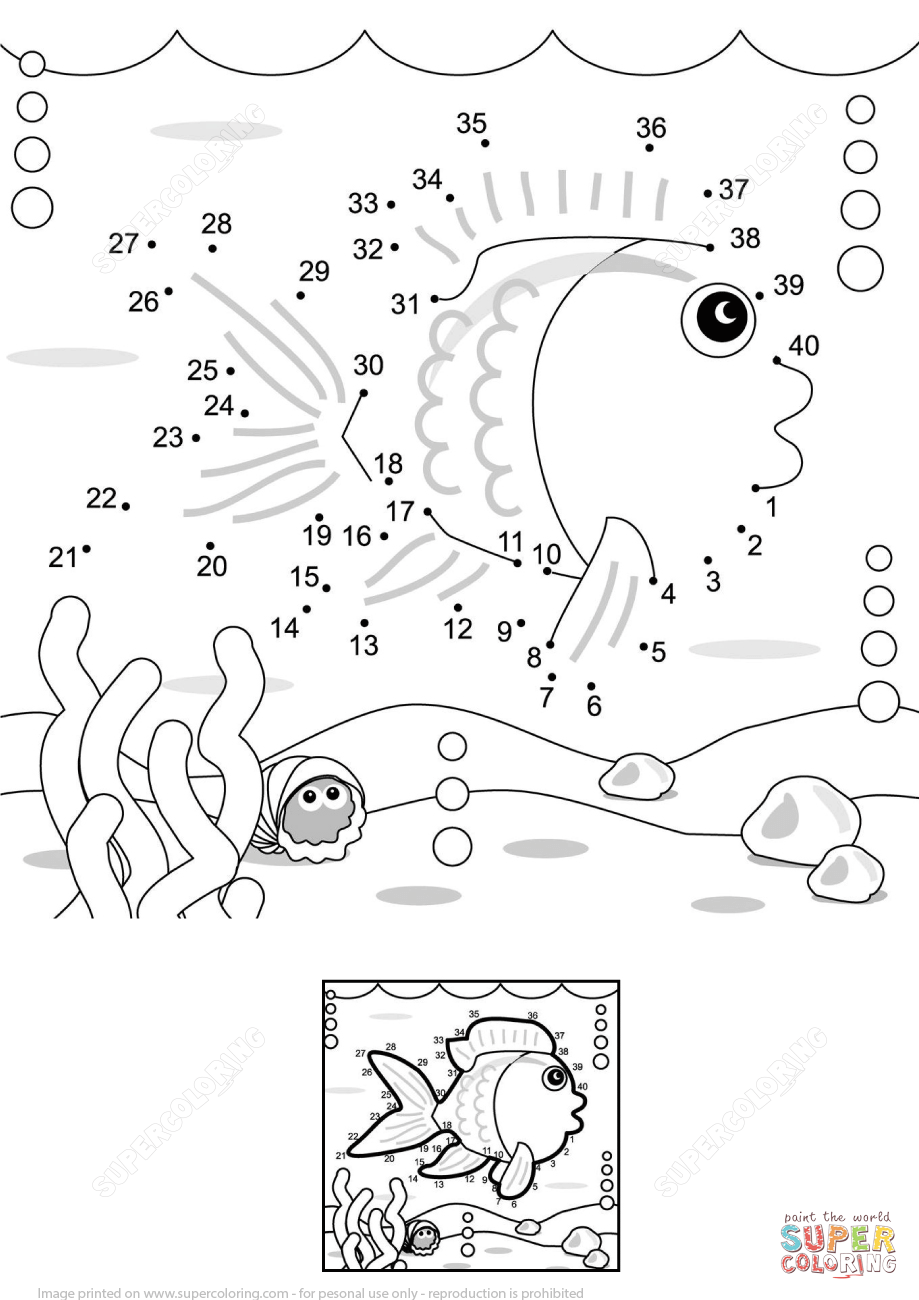 Underwater life dot to dot free printable coloring pages