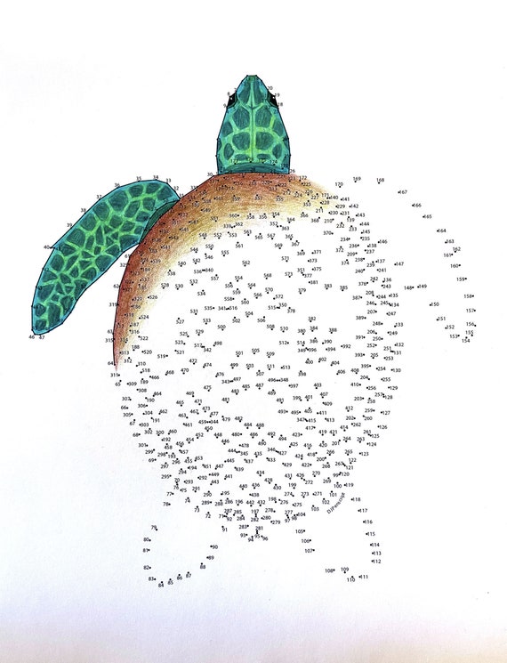 Sea turtle extreme dot to dot pdf activity and coloring page