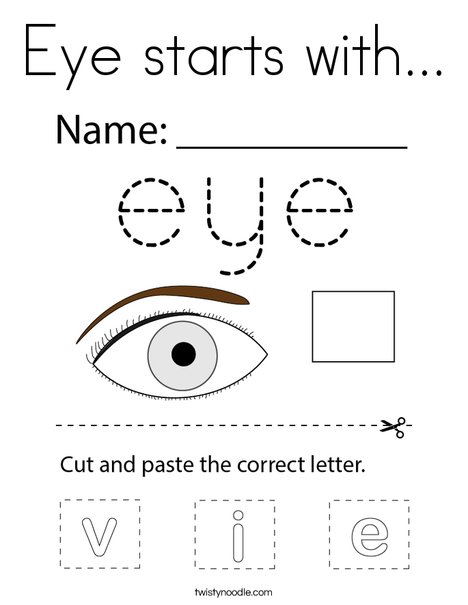 Eye starts with coloring page