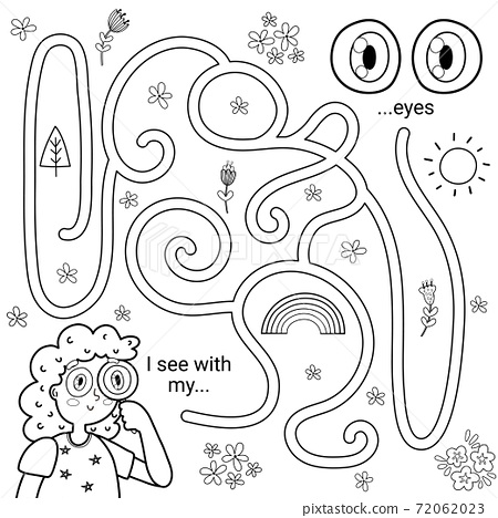 Five senses maze game for kids i can see with