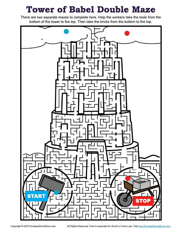 Free bible mazes for children on sunday school zone