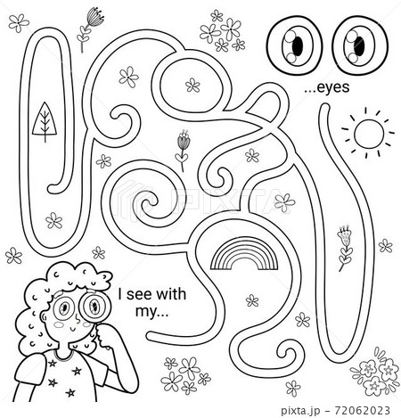 Five senses maze game for kids i can see with