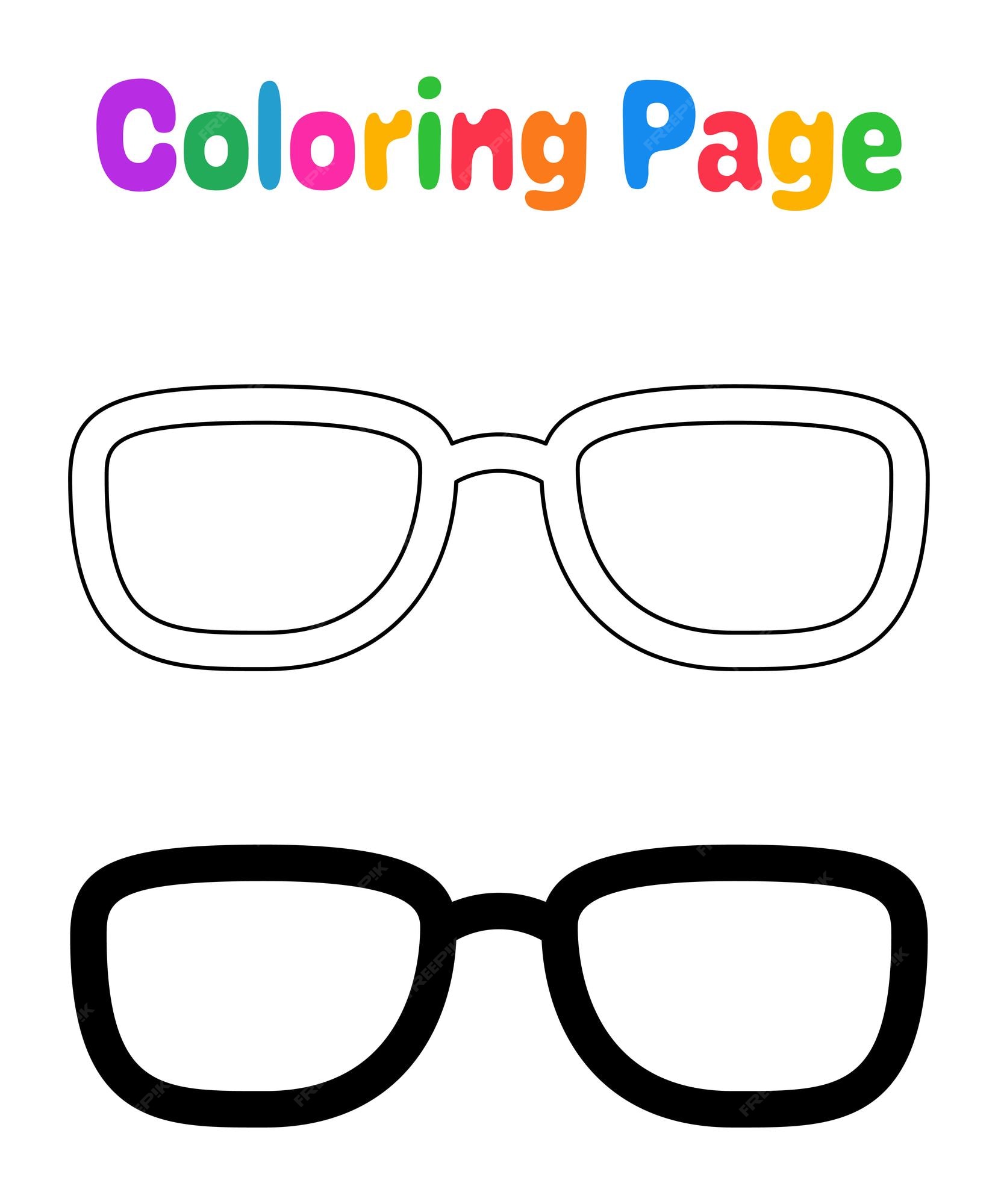 Premium vector coloring page with glasses for kids