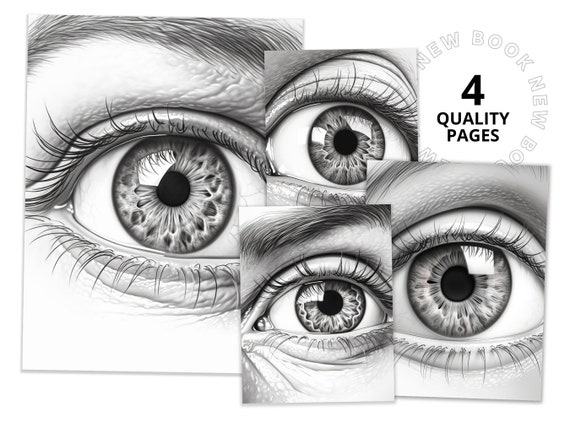 Stunning eyes coloring book printable coloring page for adult coloring book digital download grayscale coloring page