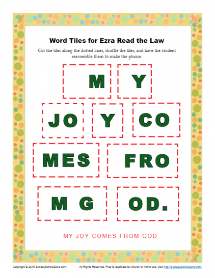 Free printable ezra and the law bible activities on sunday school zone