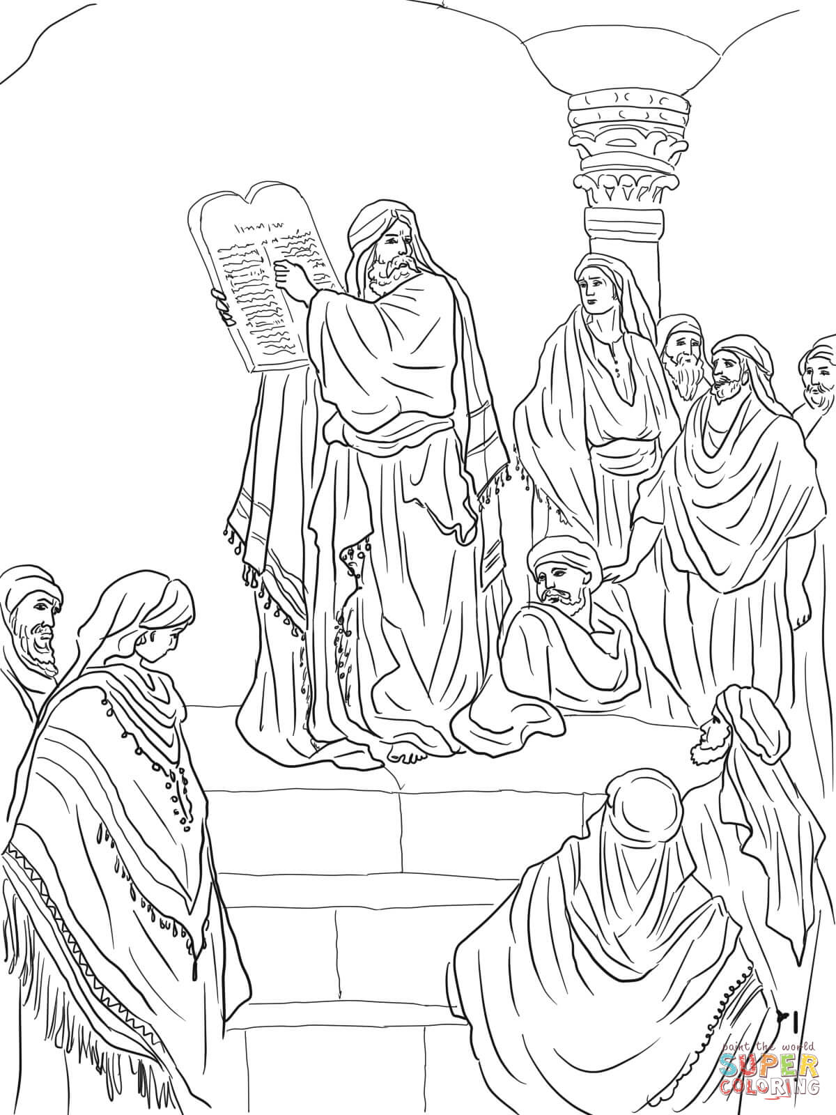 Ezra reading the law coloring page free printable coloring pages