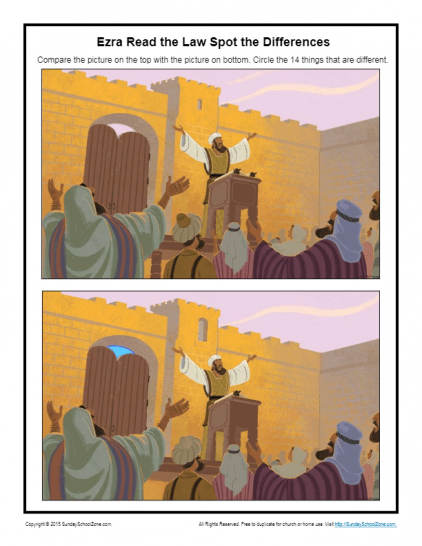 Free printable ezra and the law bible activities on sunday school zone