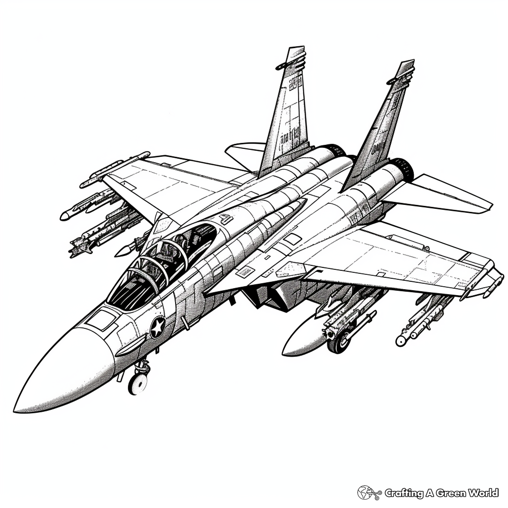 Realistic fighter jet coloring pages