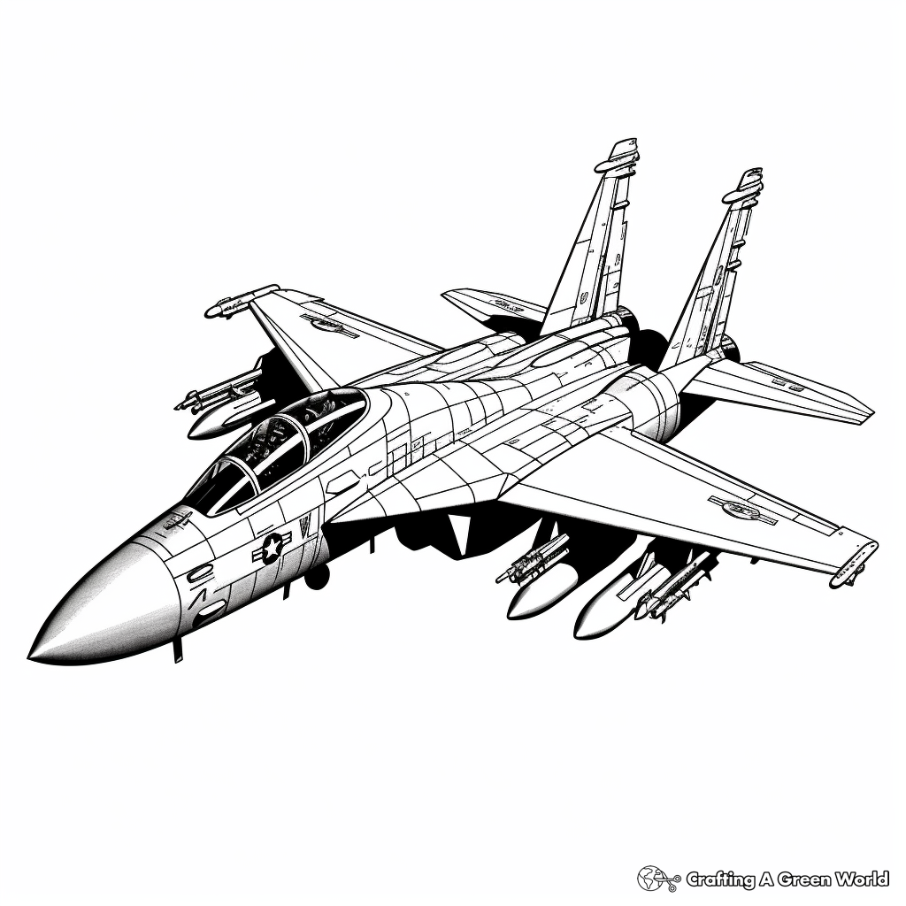 Realistic fighter jet coloring pages