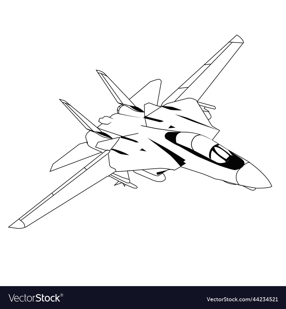 F tomcat outline jet fighter royalty free vector image