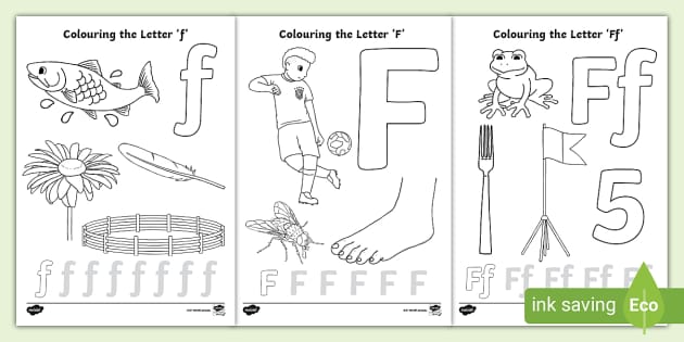 Letter f louring pages parent home learning resource