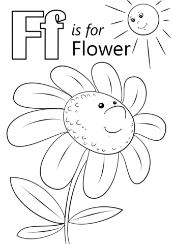 Letter f is for flower coloring page free printable coloring pages