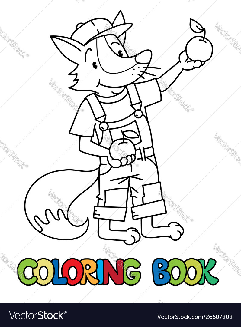 Fox farmer abc coloring book alphabet f royalty free vector