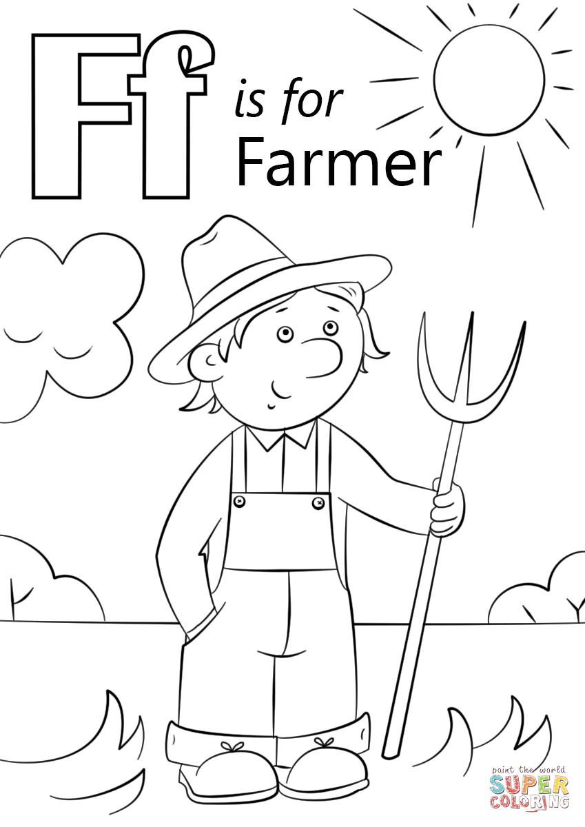 Letter f is for farmer super colorg abc colorg pages farm animal colorg pages farm colorg pages