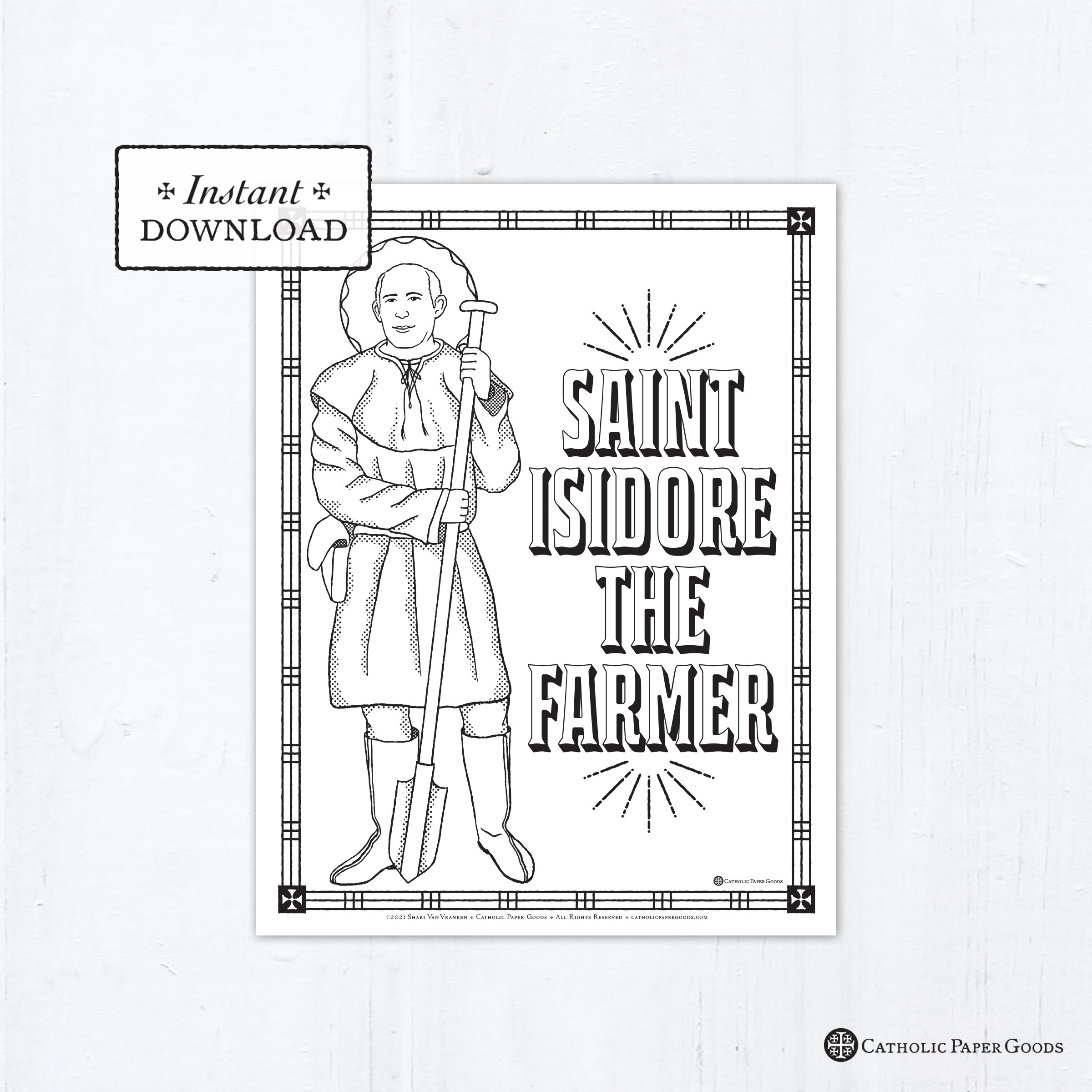 Saint isidore the farmer catholic coloring page