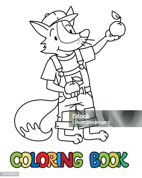 Fox farmer abc coloring book alphabet f stock illustration