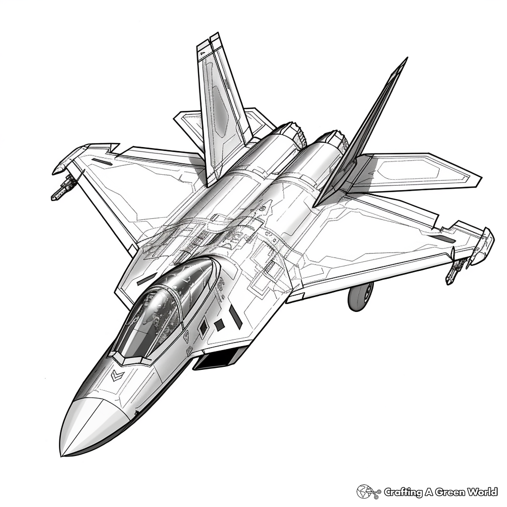 Realistic fighter jet coloring pages