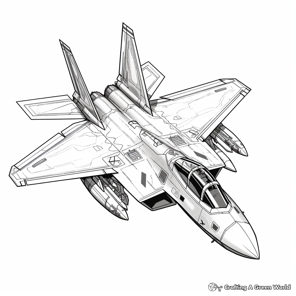 Realistic fighter jet coloring pages