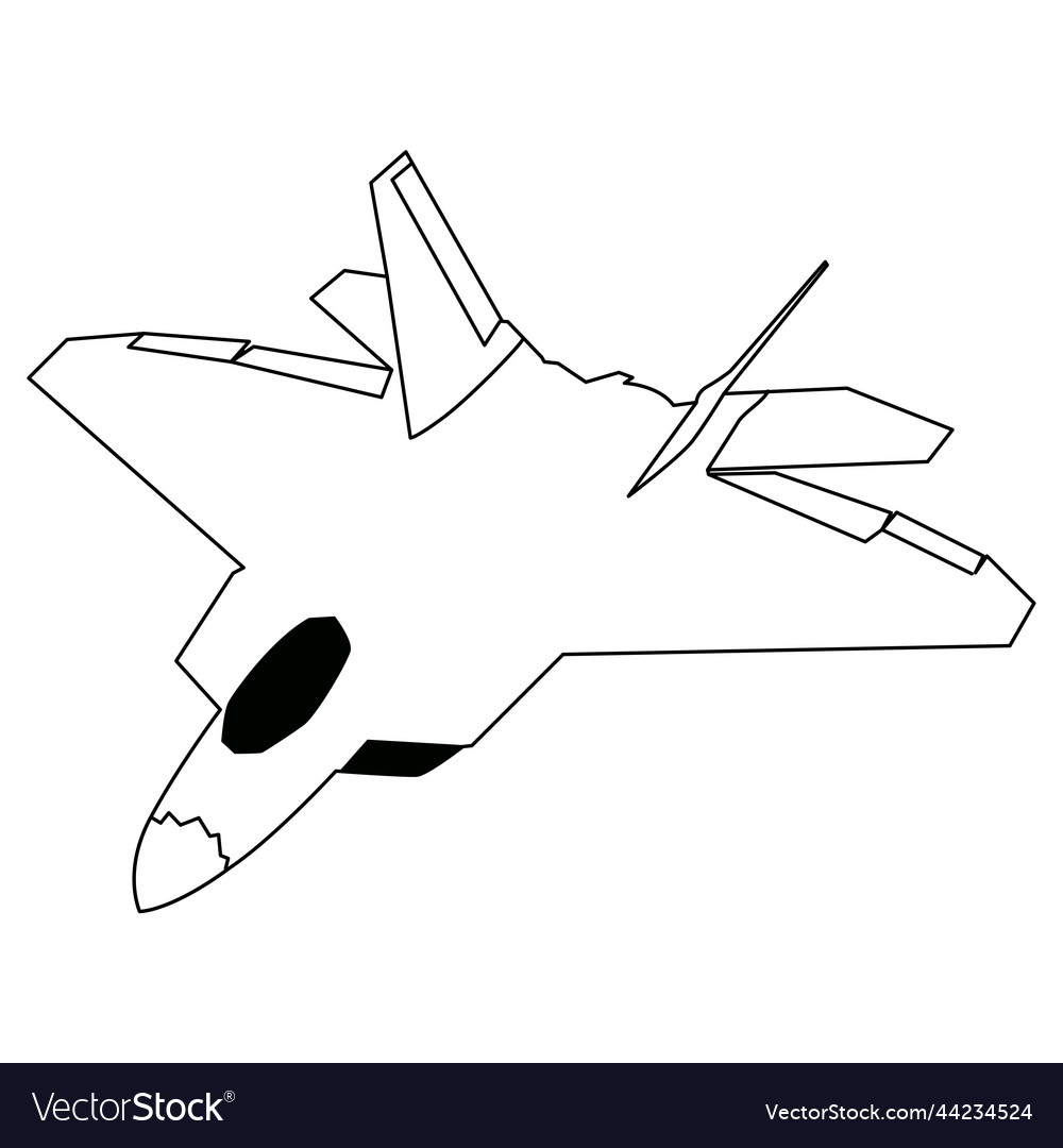 F raptor jet fighter black and white design vector image