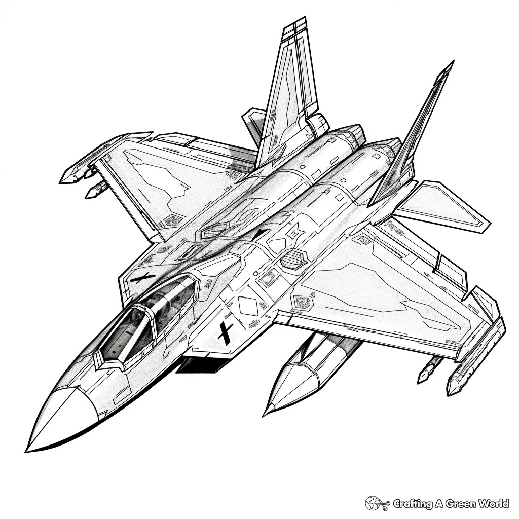Realistic fighter jet coloring pages