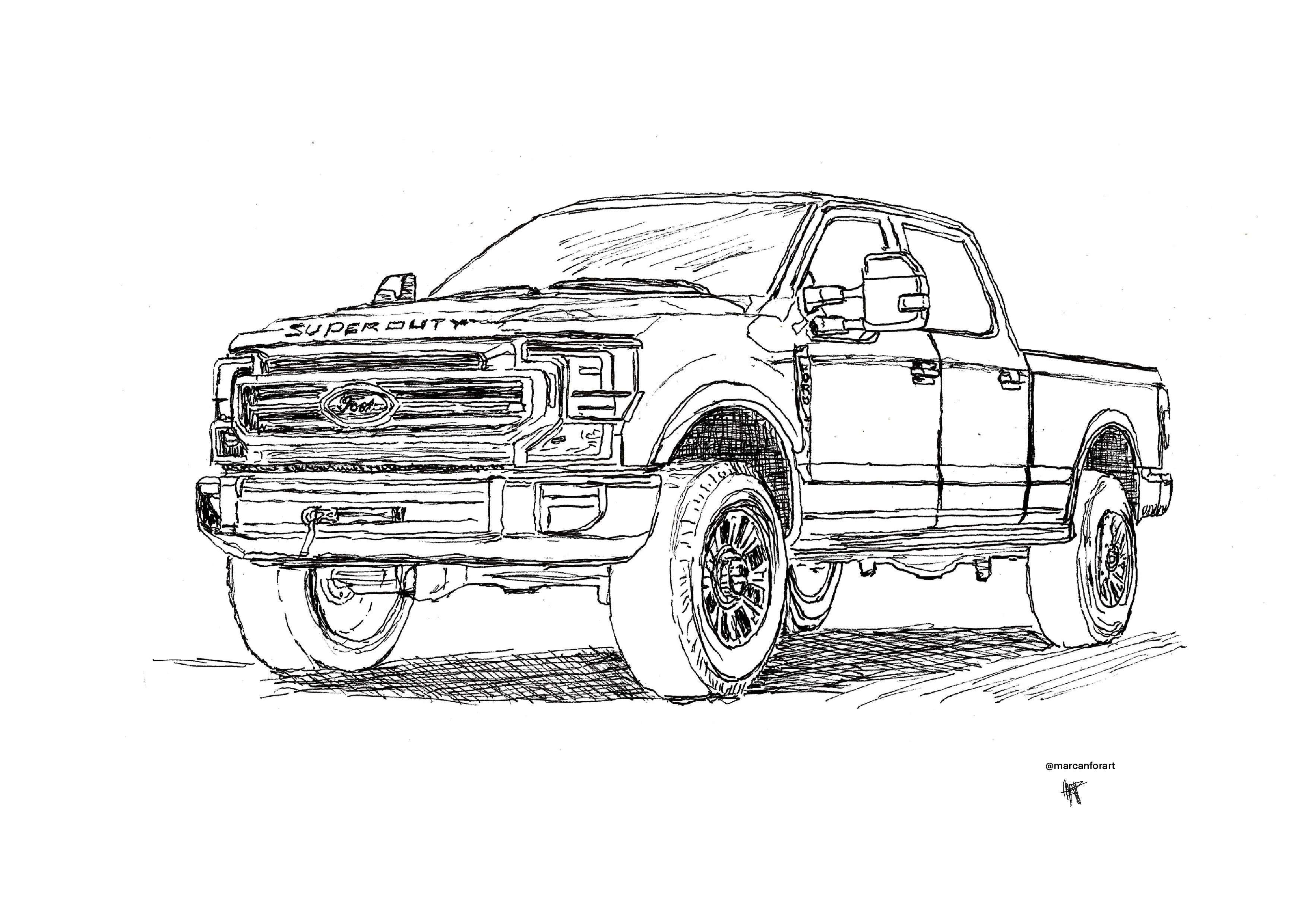 I sketched this super duty with ink to make a colouring page for the kids so here is a full size copy in case you or your kids would like to give