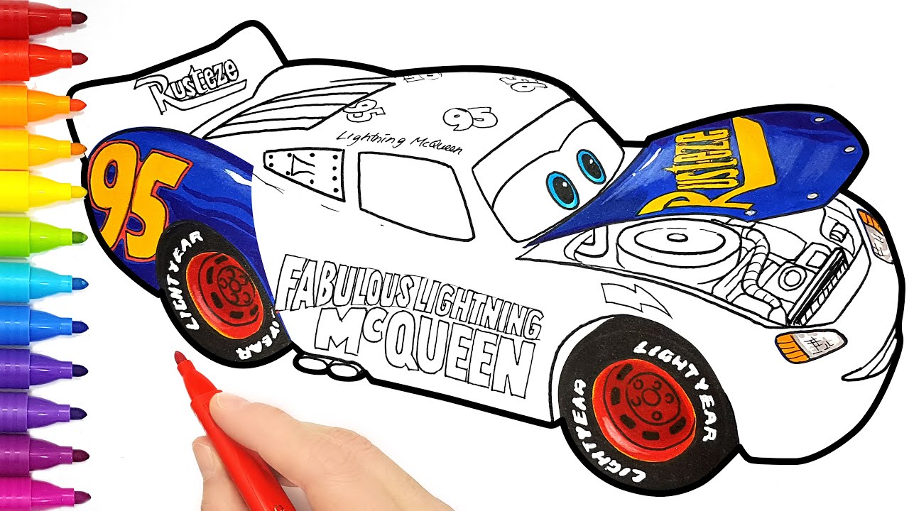 Cars fabulous lightning mcqueen with opening hood drawing and coloring pages tim tim tv