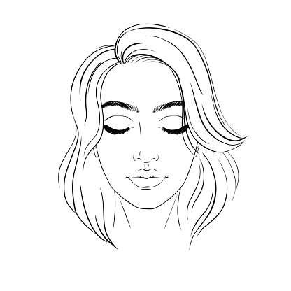 Beautiful woman portrait face chart makeup artist blank template stock illustration