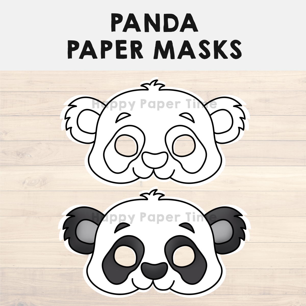 Panda paper masks printable asian animal coloring craft activity jungle made by teachers