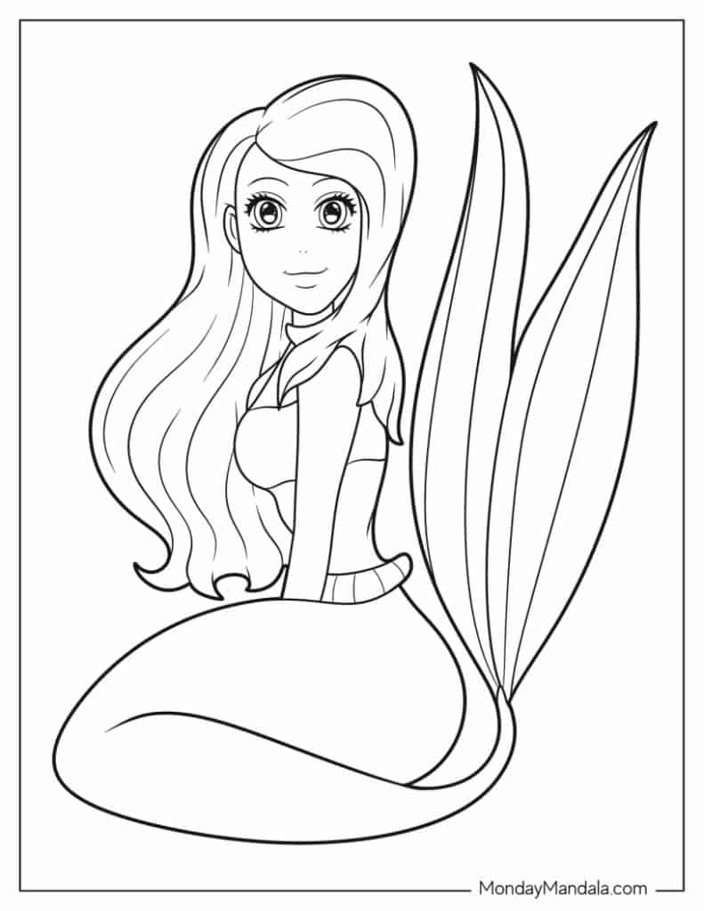 Mermaid coloring pages free pdf printables