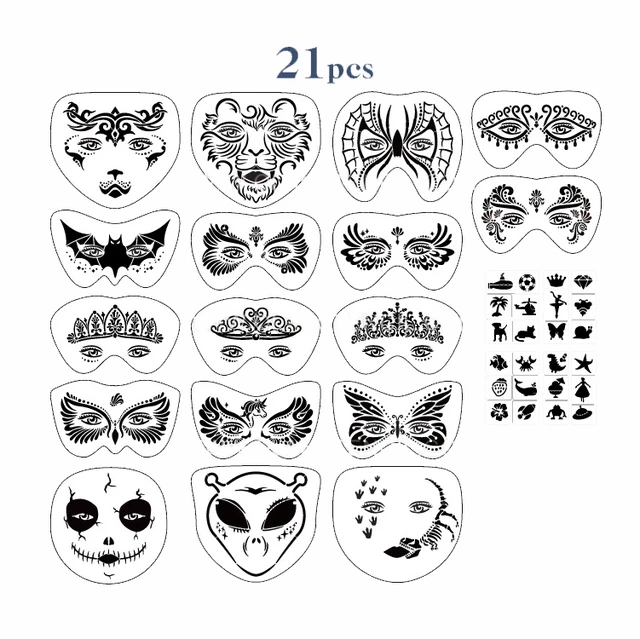 Professional face painting stencils washable easily use diy stencils templates for birthday party carnivals halloween