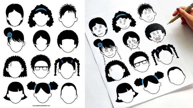 Blank faces coloring page