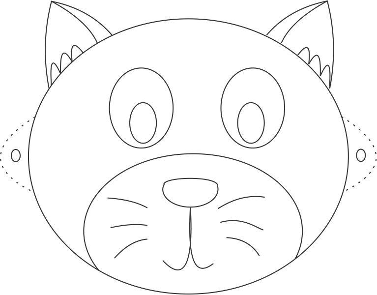 Cat mask printable coloring page for kids