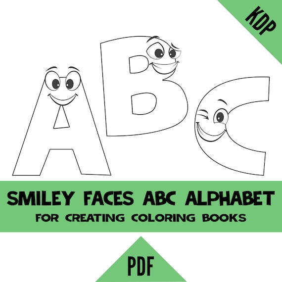 Kdp smile face alphabet coloring pages sheets pdf abc letters colouring pages for creating a to z coloring books