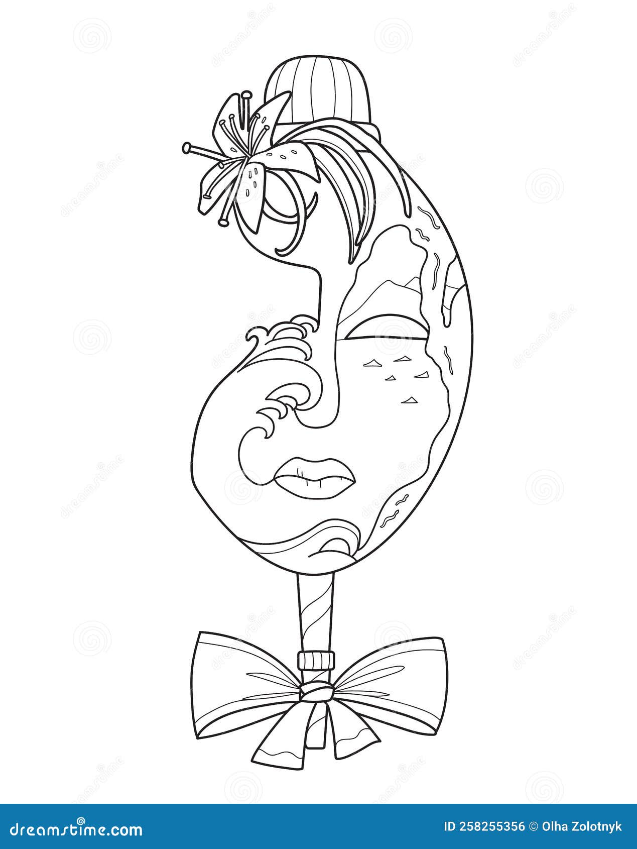 Face mask coloring pages japanese girl stock vector