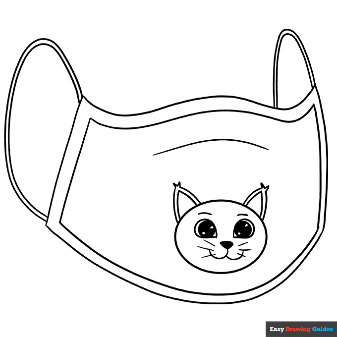 Face mask coloring page easy drawing guides