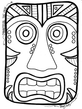 Tiki face coloring sheet by koolkats art bin tpt