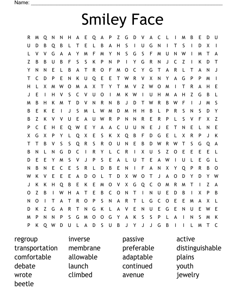 Smiley face word search