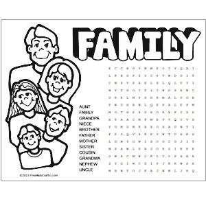 Family word search craft word families family stories free family activities