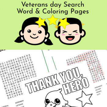 Veterans day november fresh coloring pages word search tpt